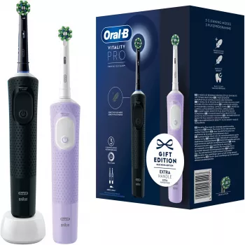 Oral-B Vitality Pro D103 Duo, elektrische tandenborstel zwart/lila, Black/Lilac Violet, incl. 2. handstuk