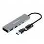 USB-hub GrauGear G-HUB2C2A-10G — 4-poorts USB 3.2 Gen 1 (2x Type-C, 2x Type-A), 10 Gbit/s, 100 W, aluminium, grijs