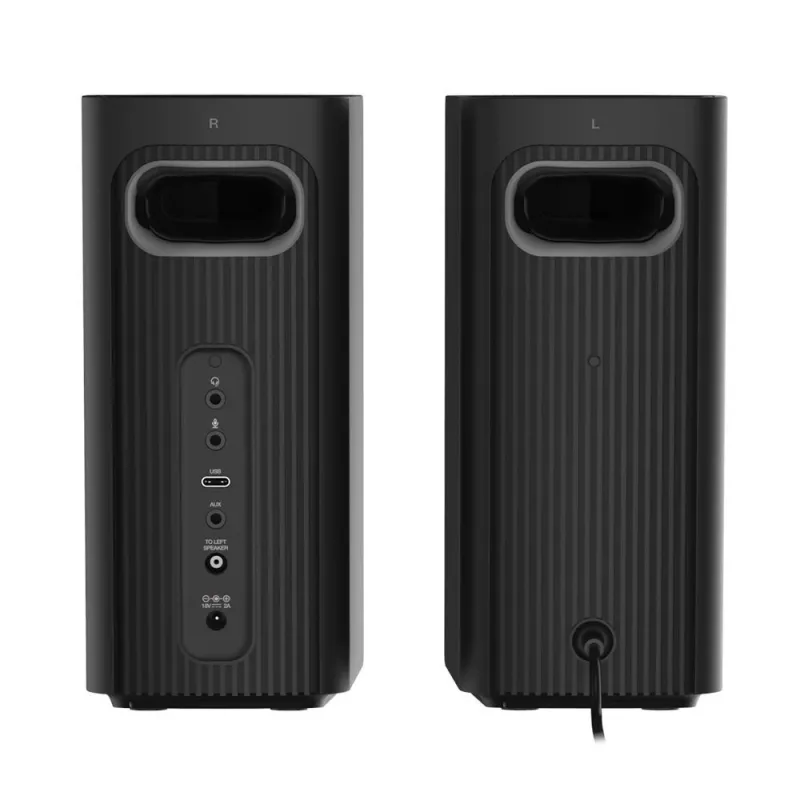 CREATIVE T60 2.0 compacte Hi-Fi desktop-luidsprekers met heldere dialoog en surround via Sound Blaster SmartComms Kit, USB-C audio-, microfoon- en headsetaansluitingen B