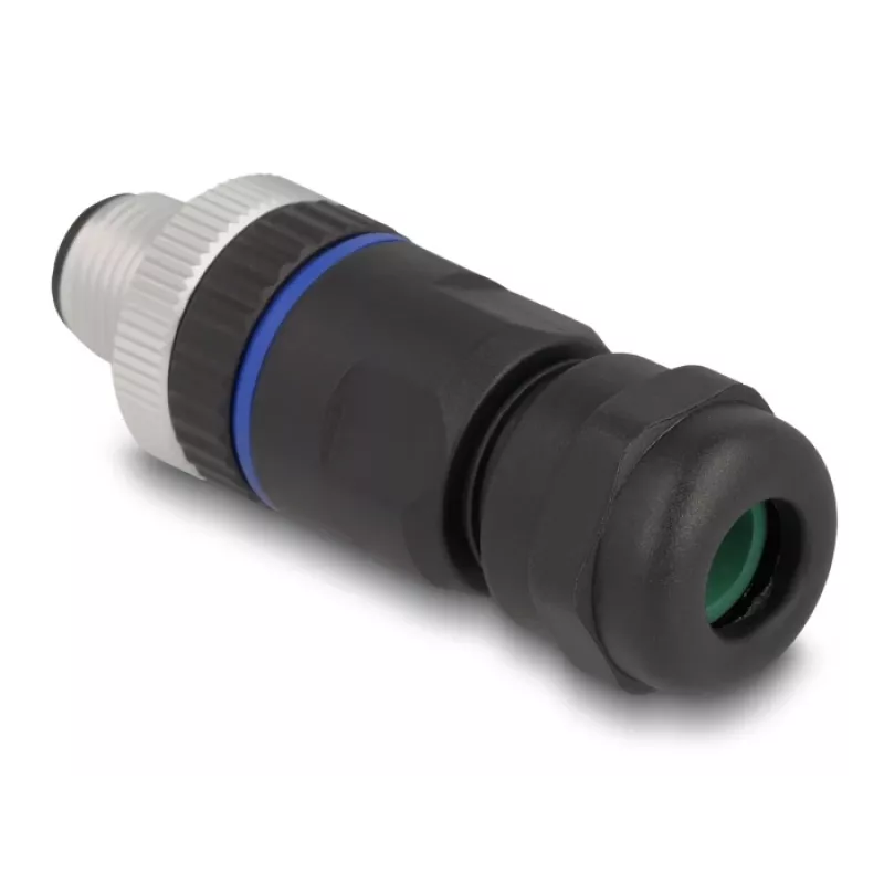 DeLOCK M12 connector A-gecodeerd 8-polig stekker schroefaansluiting