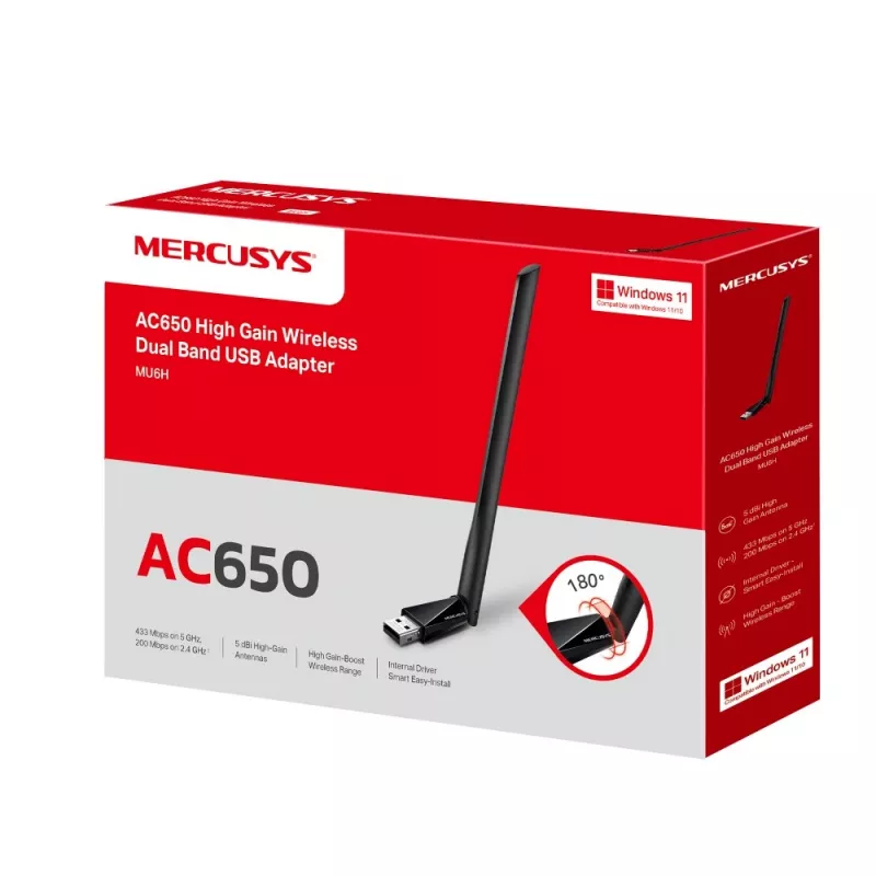 Mercusys AC650 High Gain draadloze dual-band USB-adapter