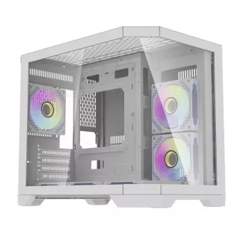 Darflash FT418 computerbehuizing + 6 aRGB-ventilatoren (wit)