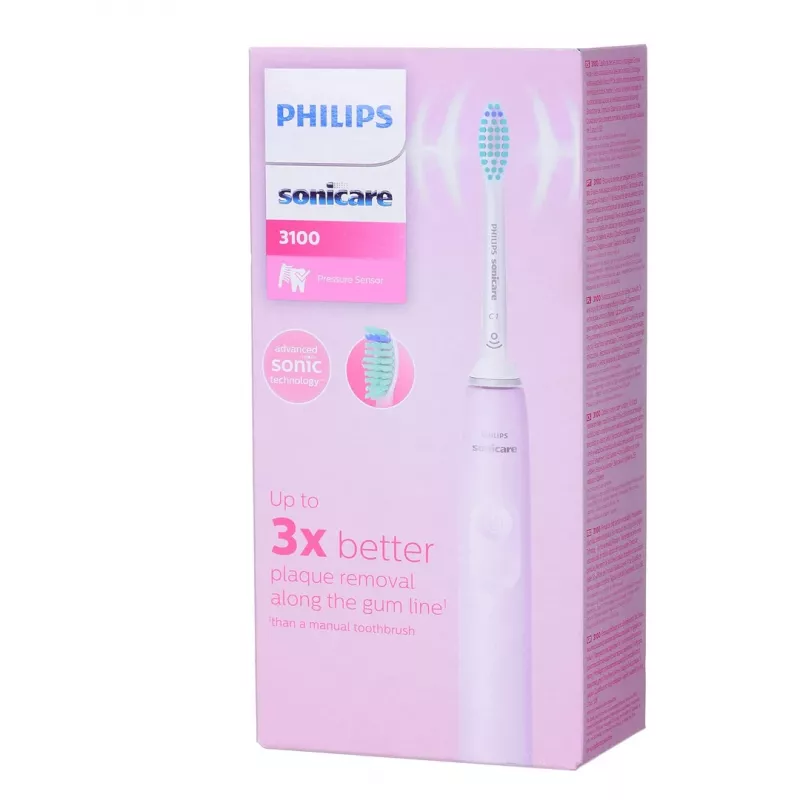 Sonic tandenborstel Philips 3100 series HX3671/11 met druksensor, ingebouwde Li‑Ion‑accu, 1 borstelkop, wit/roze