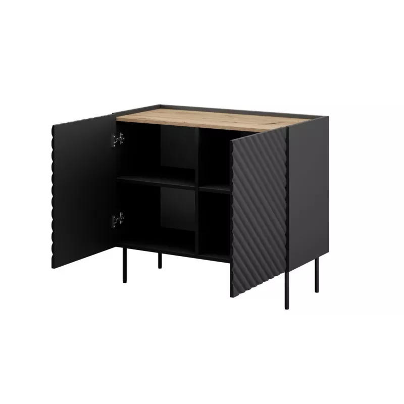 Ladekast Cama Meble ONDA 2D 98x45x85 cm, zwart, spaanplaat frame