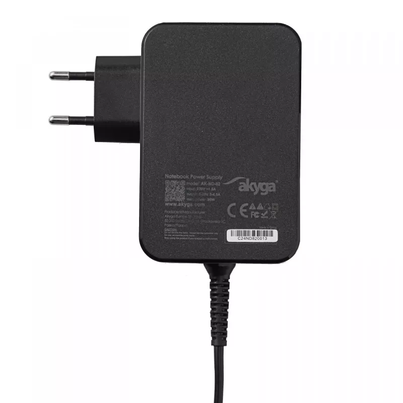 Akyga AK-ND-82 USB-C-GaN-notebookvoeding 90 W, PD 3.0, 5–20 V, 1,8 m kabel, zwart