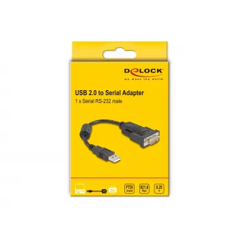 DeLOCK 61549 seriële kabel zwart 0,25 m USB Type-A RS-232