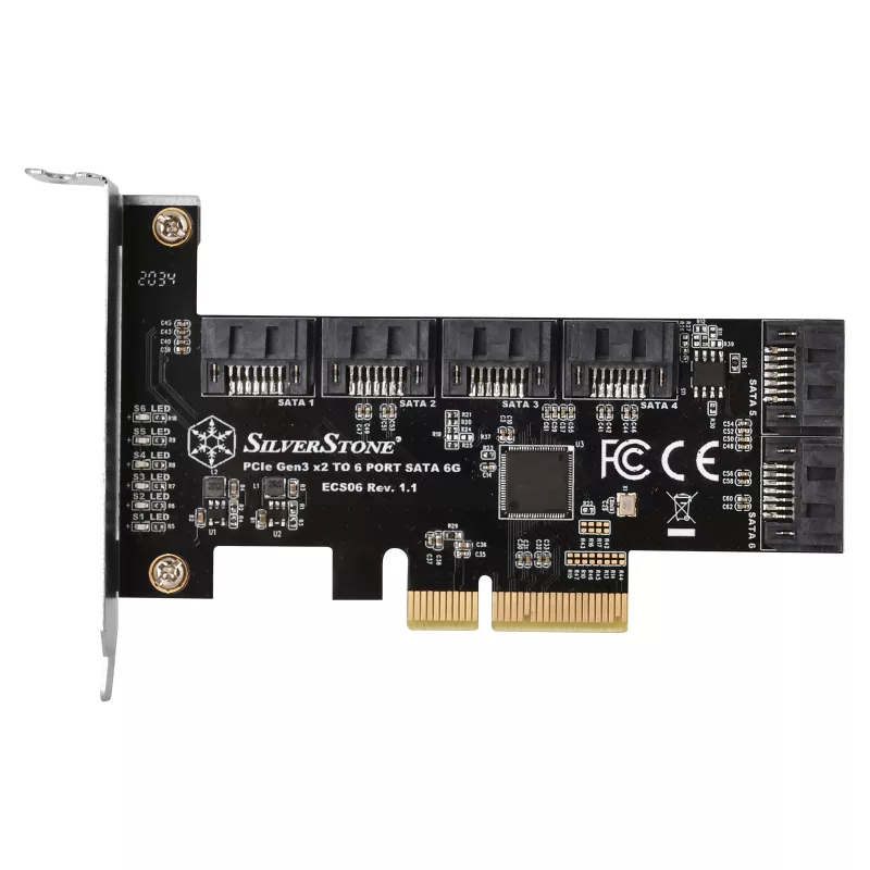 SILVERSTONE Serial ATA controller SST-ECS06 — PCIe-kaart met 6 SATA-poorten
