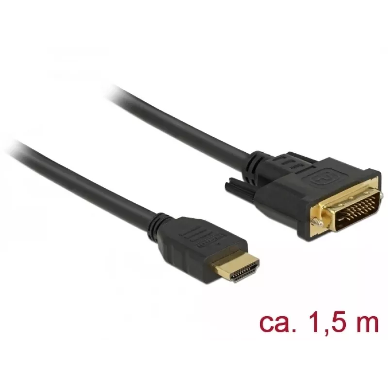 Videokabeladapter DeLOCK 85653 1,5m HDMI type A DVI zwart