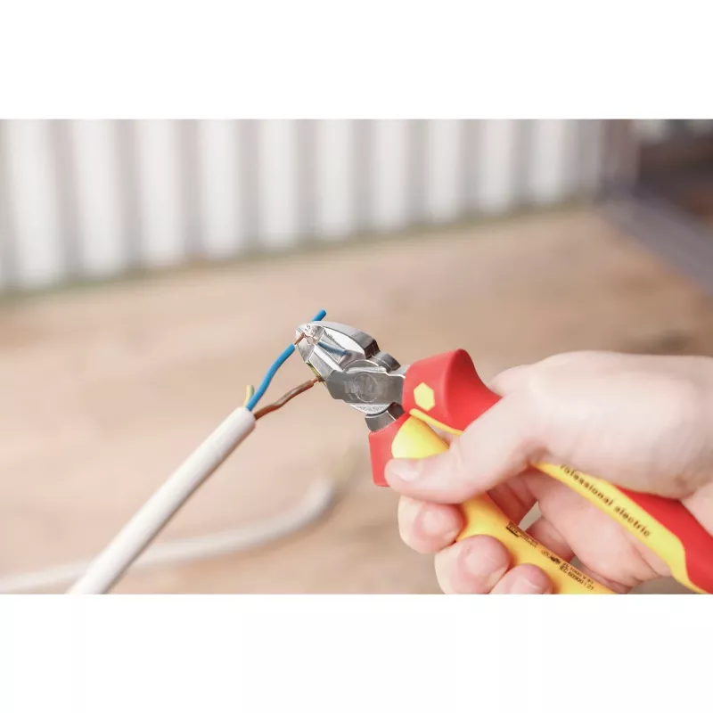 Handkabelschaar Wiha 26745 — staalconstructie, 160 mm lengte, rood/geel handvat