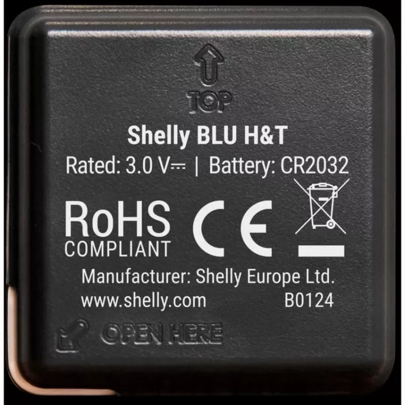 Shelly BLU H&T temperatuur- en vochtigheidssensor (zwart)