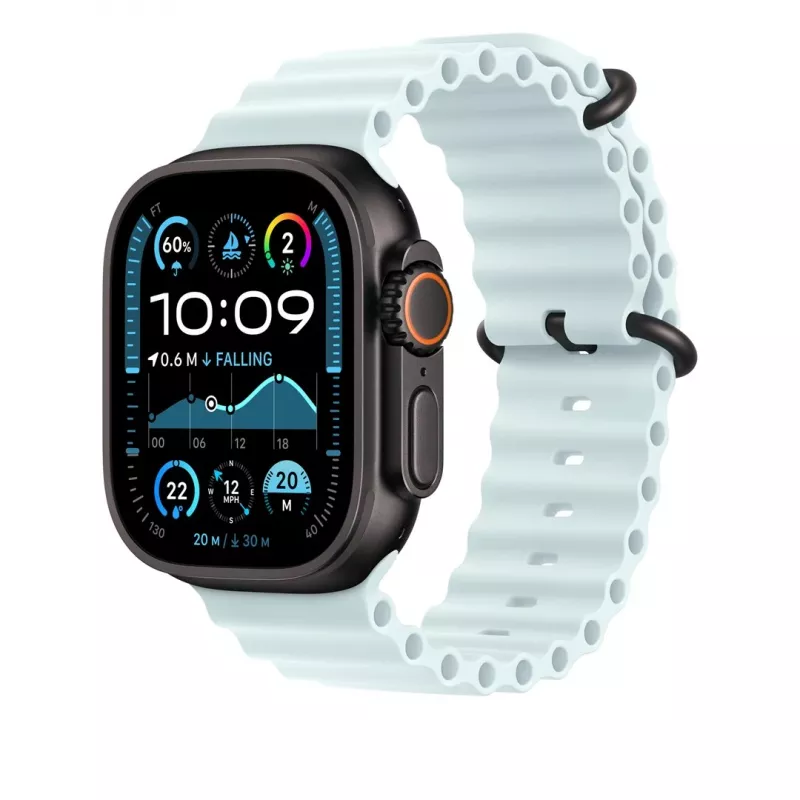 Apple 49mm Ice Blue Ocean band – zwart titanium finish