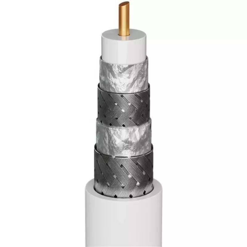 Goobay TV-antennekabel (135 dB type), 4-voudig afgeschermd, 2 m, zwart – verguld, coax-bus > coax-stekker (70367)