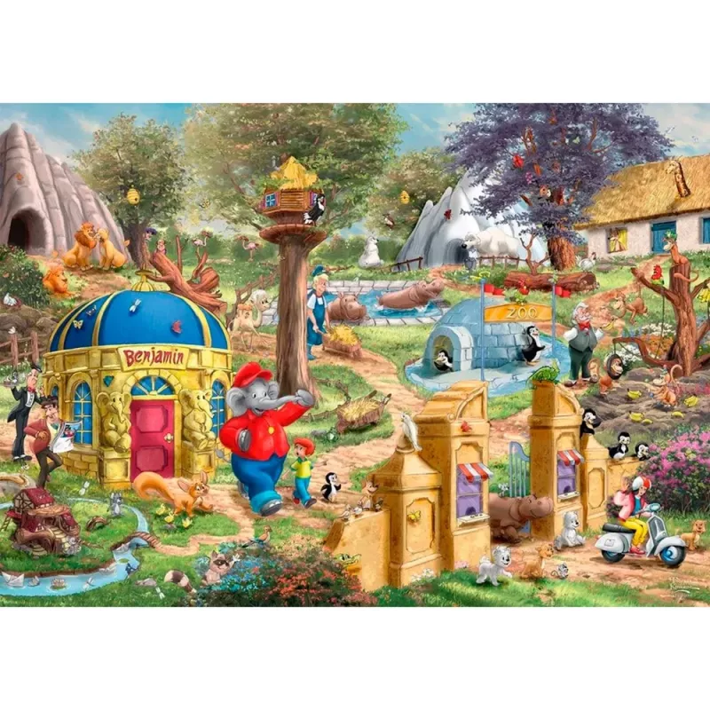 Thomas Kinkade Studios: Benjamin Blümchen, Een dag in de Neustadt Zoo, puzzel 1000 stukjes
