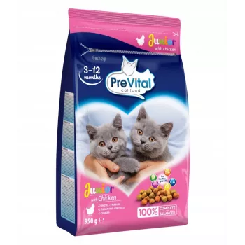 Droogvoer voor katten PREVITAL Junior Chicken 950 g — kroketten voor kittens, 35% eiwit, 12% vet