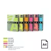 Kleur neonpapier Double A, 75 g, A4, 500 vel, regenboog 4, 5 neonkleuren
