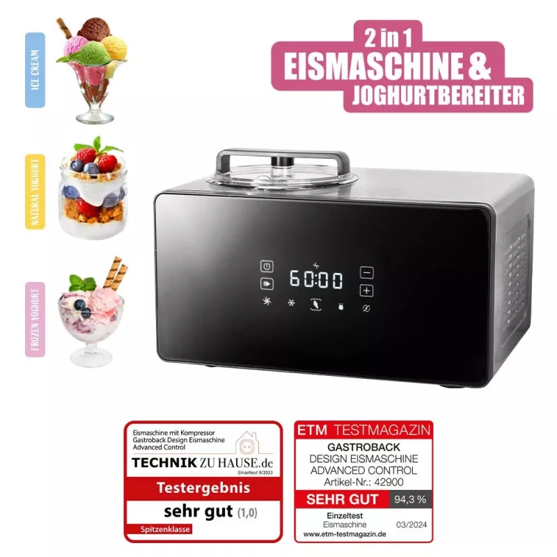 Traditionele ijsmachine Gastroback Design Advanced Control 1,5 L 150 W zwart satin steel