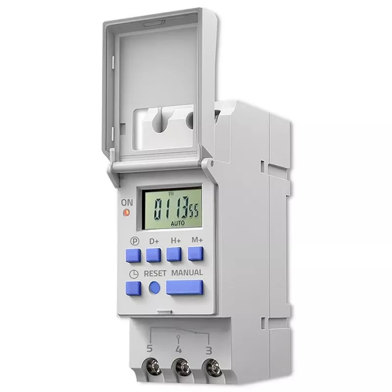 DIN-rail elektronische tijdschakelaar QOLTEC 50983, batterijgevoed, voor automatiseringsschakelingen