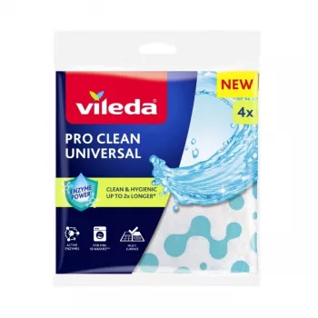 Schoonmaakdoek VILEDA Pro Clean 179370 — universele enzymbehandelde doek, nat gebruik, 4-pack