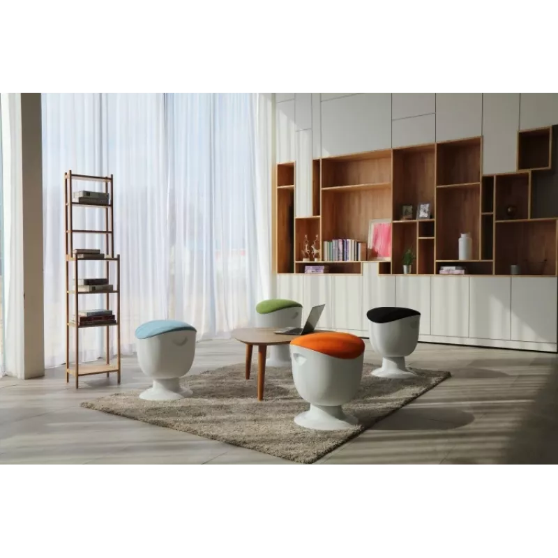 Ergonomische balanskruk up up Seul D48 — zwarte stoffen zitting, wit frame, in hoogte verstelbaar