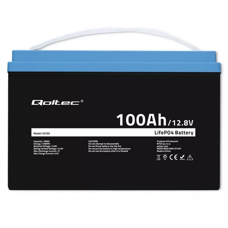 Qoltec 53705 lithium-ijzerfosfaataccu 100 Ah 12,8 V