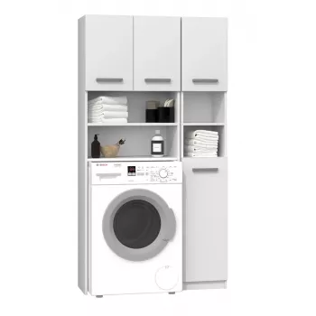 Badkamerkast top e shop ZESTAW MARPOL BIEL — vrijstaand, wit frame, 10 legplanken