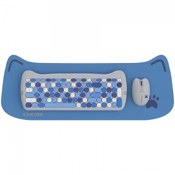 Draadloze toetsenbord- en muisset CANYON HSET-W6 Kitty Edition AAA AA blauw