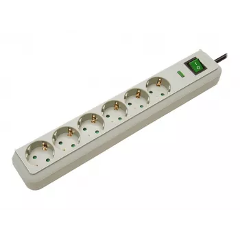 Eco-Line stekkerdoos 6-voudig (lichtgrijs, 1,5 meter, 13.500A overspanningsbeveiliging)