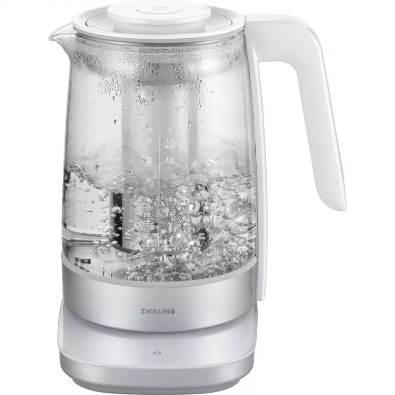 Elektrische waterkoker ZWILLING 1,7 l 1850 W, glazen behuizing, wit