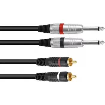 Audio-adapterkabel Omnitronic 1,0 m – 2×3,5 mm jack naar 2×cinch (model 30225212)