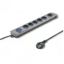 Overspanningsbeveiliging Qoltec 50166 grijs 6 AC-stopcontacten 230V 3m