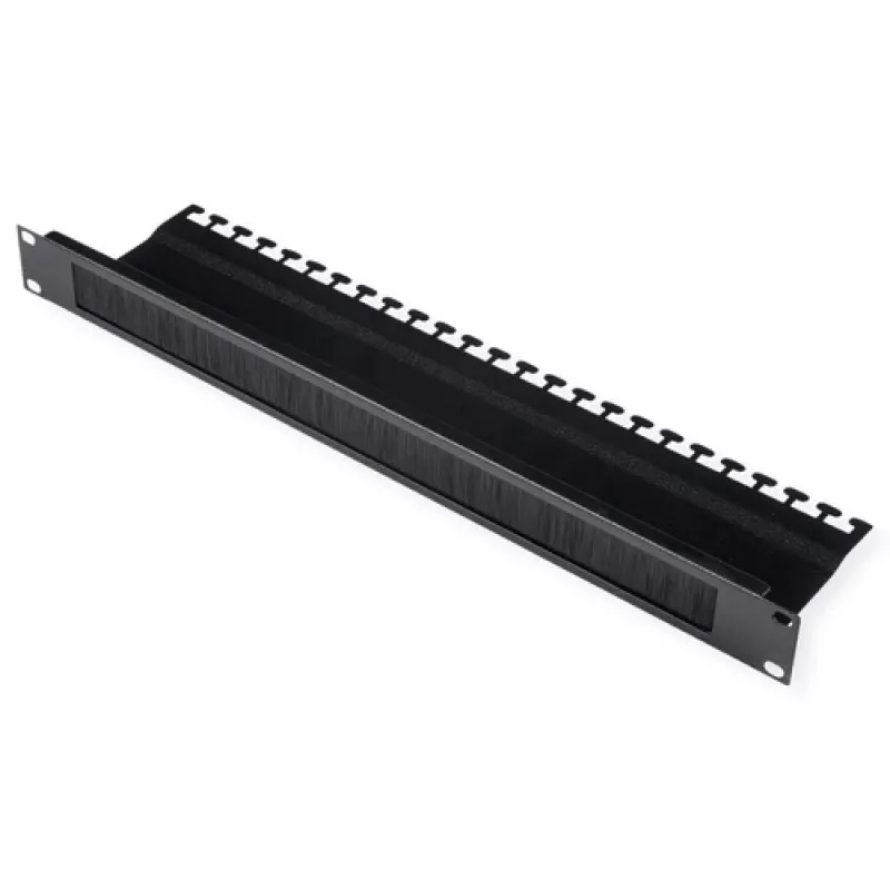 19 inch kabeldoorvoer met borstelstrip, 1 HE, zwart, ROLINE – kabelmanagement