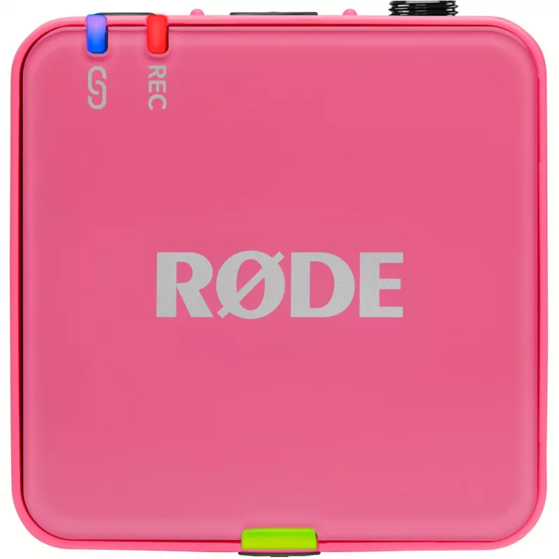 Draadloze microfoon RODE Wireless GO III roze — compact tweekanaals zender- en ontvangersysteem
