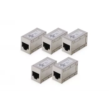 DIGITUS CAT 6 modulaire koppelingen, afgeschermd, 5 stuks, RJ-45, goudcontacten, zilver