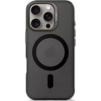 Decoded achterkanthoesje van gerecycled kunststof voor iPhone 16 Pro, transparant zwart