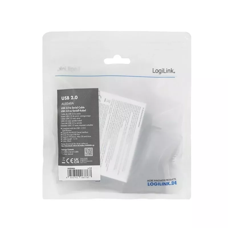 LogiLink AU0048A seriële kabel zwart 1,5 m USB A DB-9