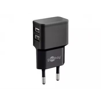 Wentronic goobay dual-USB-oplader - voeding - 12 watt - 2,4 A - 2 uitgangen (USB) - zwart (44951)