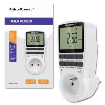Elektronische timer QOLTEC PC0628 met LCD-display, 24-uurs countdown