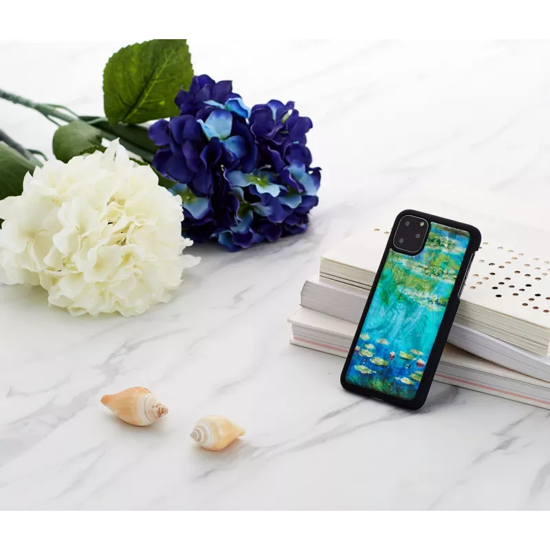 Telefoonhoesje iKins voor iPhone 11 Pro Max – waterlelie-design, zwart