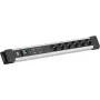 Stekkerdoos Bachmann CONNECTUS met 6x CEE7/3-stopcontacten, 1x GVS, 1x schakelaar, 2,0 m kabel, grijs