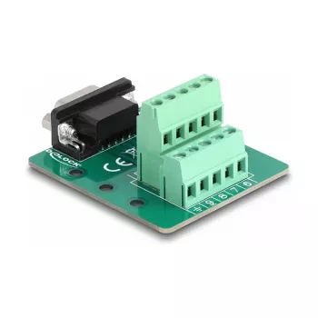 DeLOCK D-Sub 9-polig stekker naar klemmenstrook voor DIN-rail breedte 51 mm diepte 58 mm hoogte 30 mm