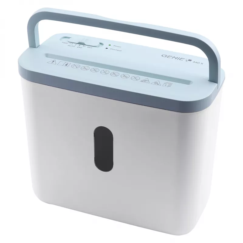 Documentenversnipperaar genie 440 X Blue — kruissnede 4 x 38 mm, 8 L bak, 300 W