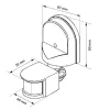 Maclean MCE25 GR wandgemonteerde 180° bewegings- en schemersensor, max. 1200W, grijs