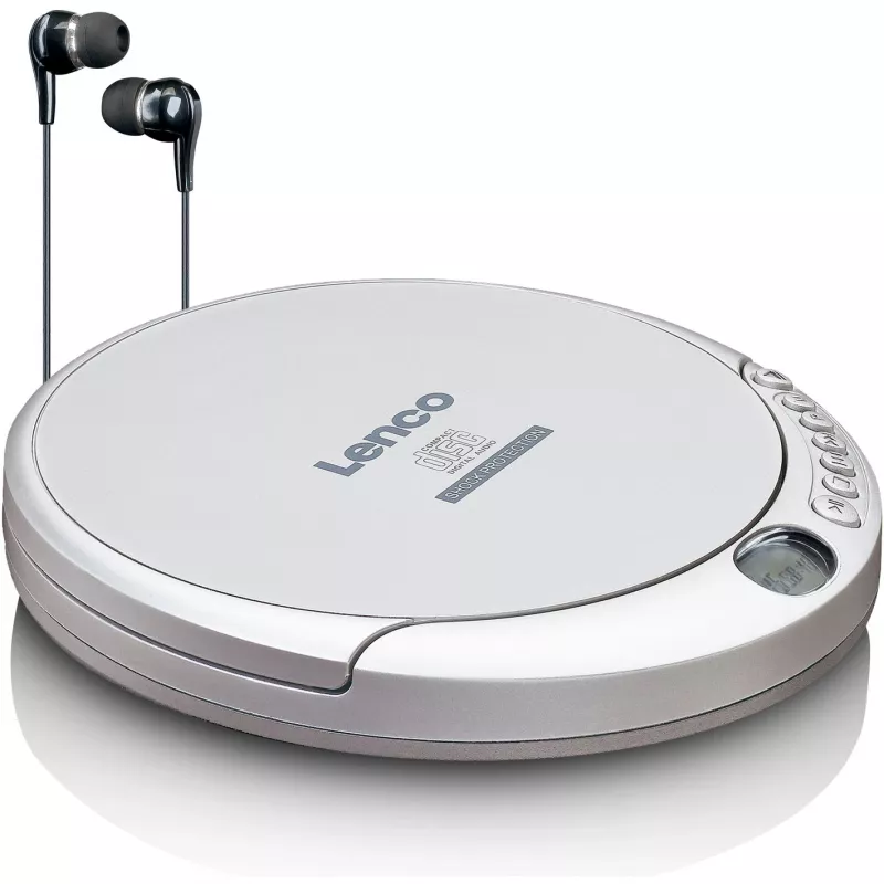 Lenco CD-201SI draagbare cd-speler met luisterboek- en oplaadfunctie, zilver