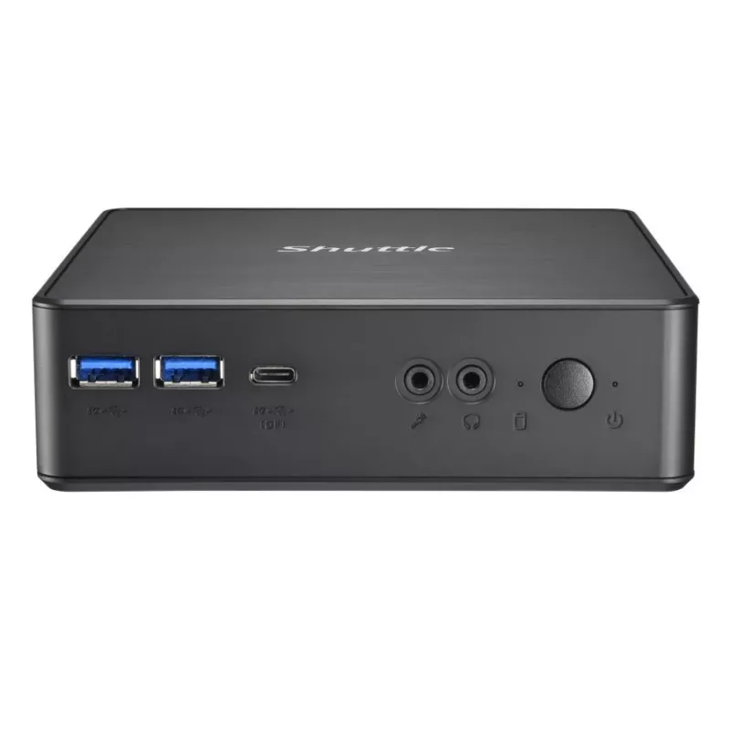 Shuttle XPC Nano PC NC40U, Intel Celeron 7305U, 1x HDMI, 1x DP, 1x USB-C/DP, 6x USB3.2, 1x 2,5-inch-insteekslot, 2x M.2, 1x LAN, RAID, 24/7 continu gebruik, incl. VESA & standvoet