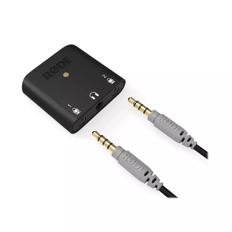 RØDE AI-Micro mobiele audio-interface, 2x 3,5 mm TRS/TRRS-ingangen, 3,5 mm hoofdtelefoonuitgang, USB-C, zwart