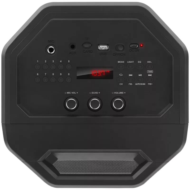 Luidspreker SVEN PS-650, zwart (50W, TWS, Bluetooth, FM, USB, microSD, LED-display, 4000mAh)