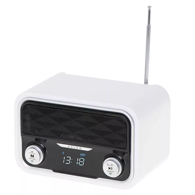 Draagbare radio Adler AD 1185 – FM, Bluetooth 4.0, MP3, SD-kaart, AUX, 1800 mAh accu, lcd-display, micro-USB-laden