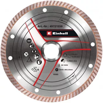 Diamantdoorslijpschijf EINHELL 150×1,6 mm voor accu-haakse slijper, M14-boring