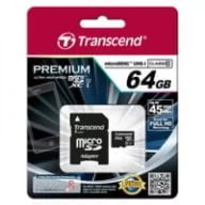 Flashgeheugen Transcend 64 GB MicroSDXC UHS-I TS64GUSDU1
