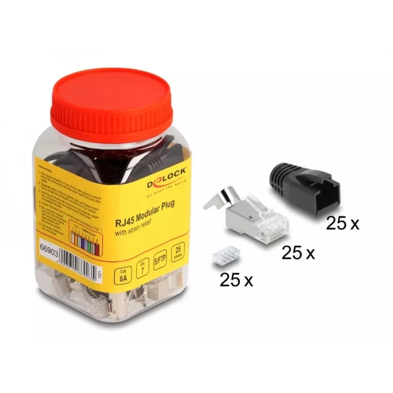 DeLOCK 66903 kabelverbinder RJ-45 zwart metaalachtig stekker 25 stuks